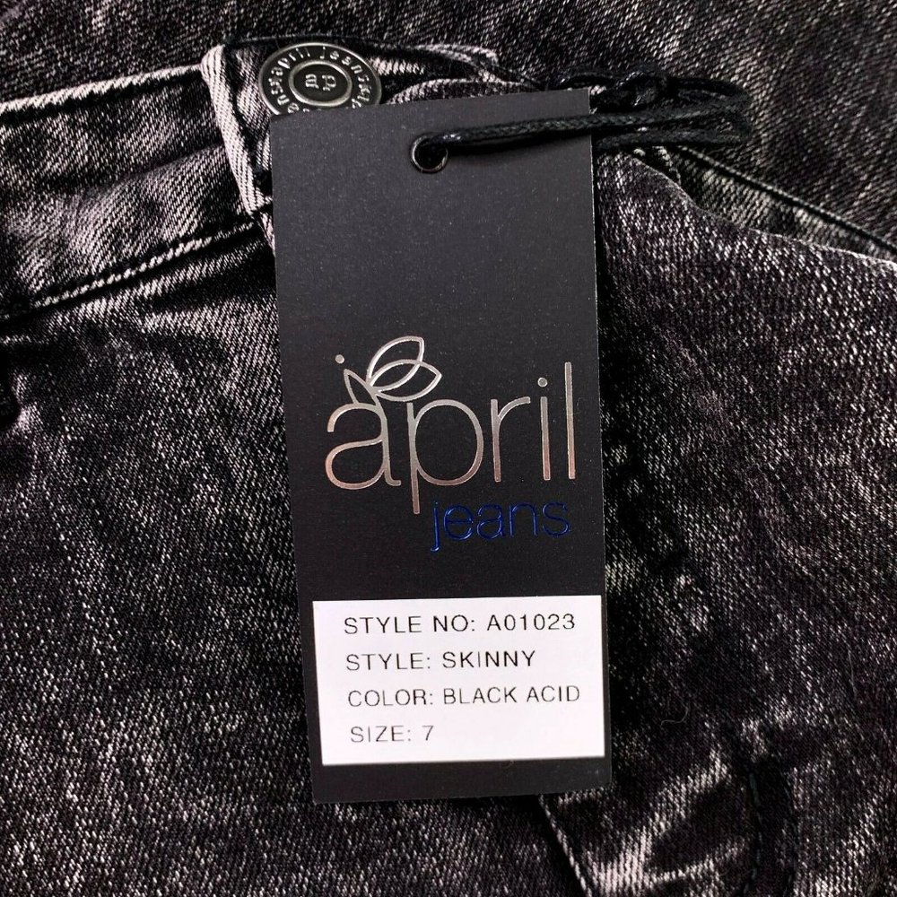 April Distressed Cropped Raw Hem Acid Wash Jeans 7 - Picture 8 of 8